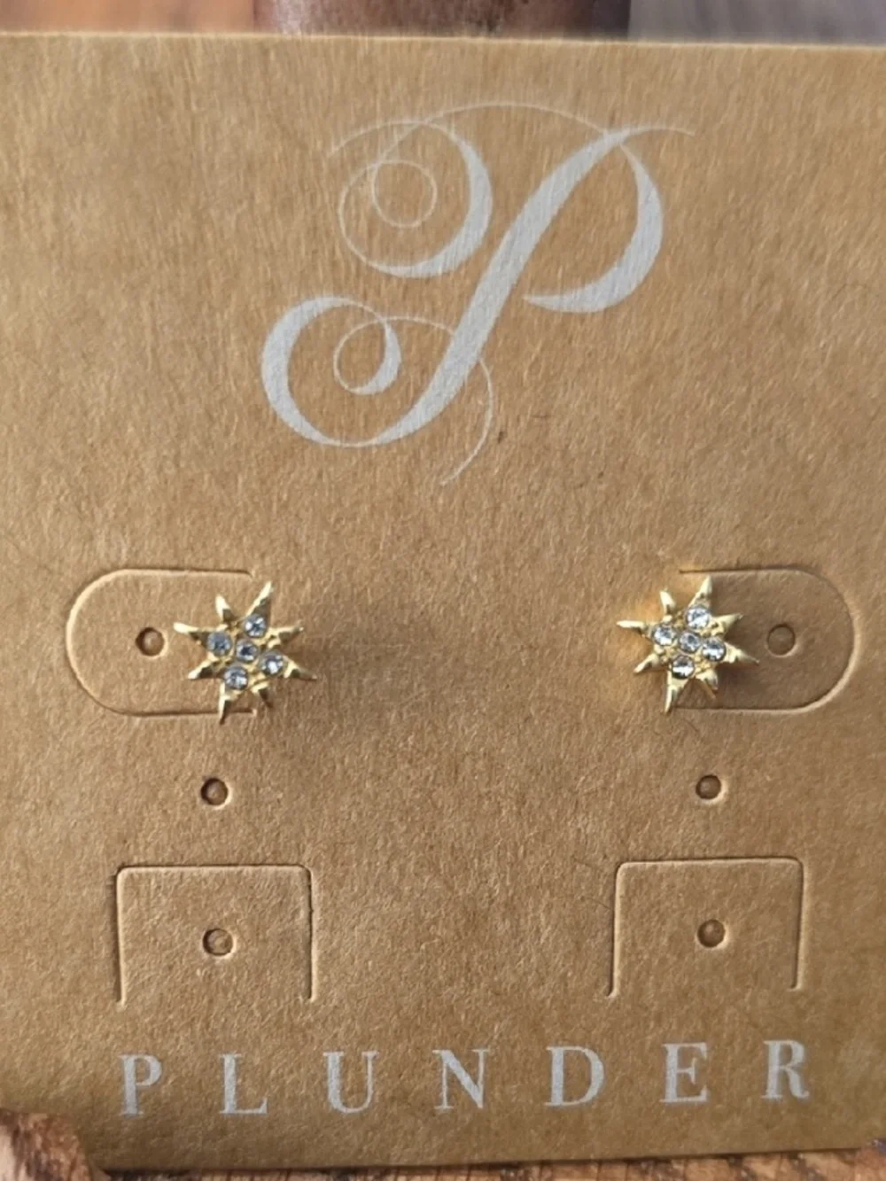 Plunder Gold Snowflake Star Mini Stud Earrings NWT